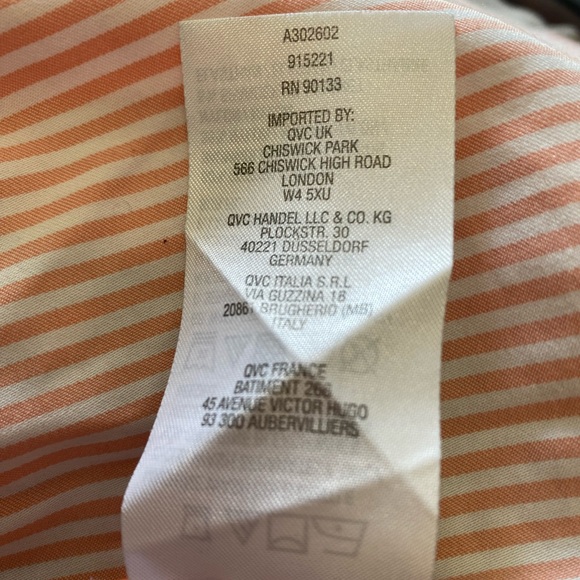 Linea by Louis Dell'Olio Size 2 White and Orange Bell Sleeve Striped Blouse - Picture 9 of 14